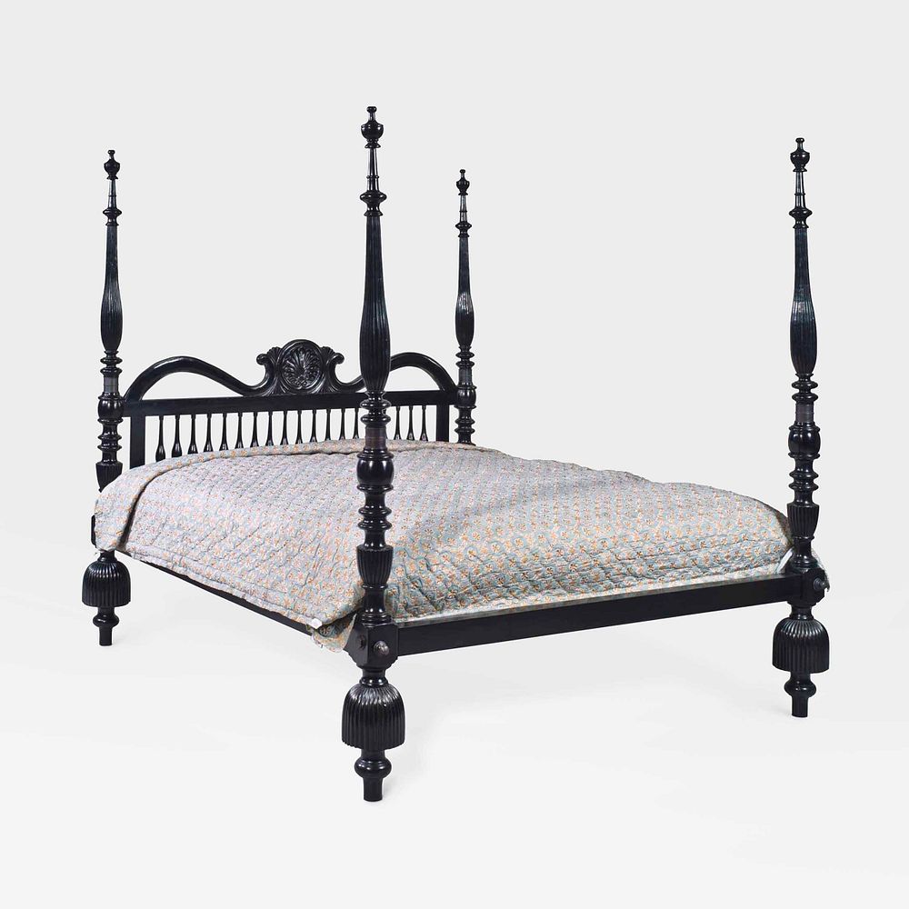 Appraisal: Anglo-Indian Style Ebonized Four Poster Bed x x in Sold