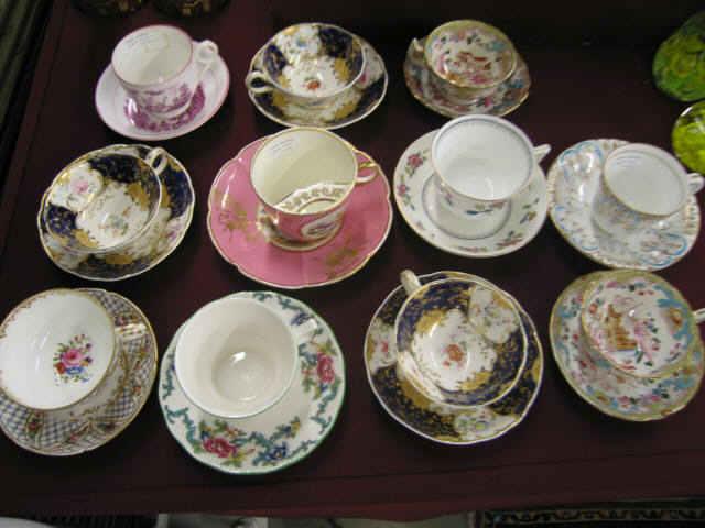 Appraisal: Collection of English Cups Saucers mostly early examples includes mustache