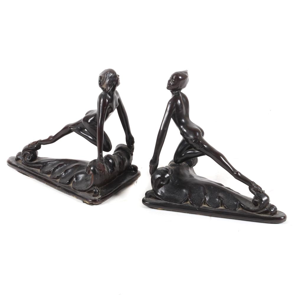 Appraisal: PAIR OF ART DECO FRANKART STYLE FEMALE FIGURAL NUDE BLACK