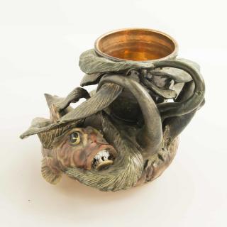 Appraisal: Fred Gordon th c Ceramic Fish Mug on Stand Fred