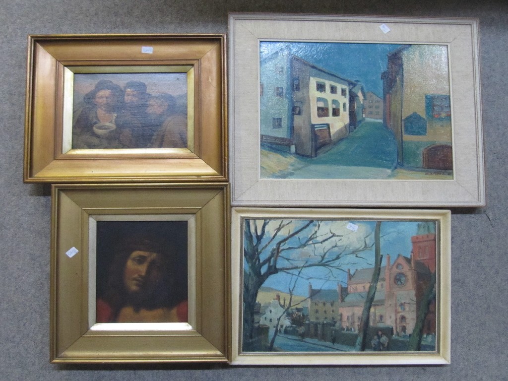 Appraisal: Lot comprising two oil process reproductions one oil on board