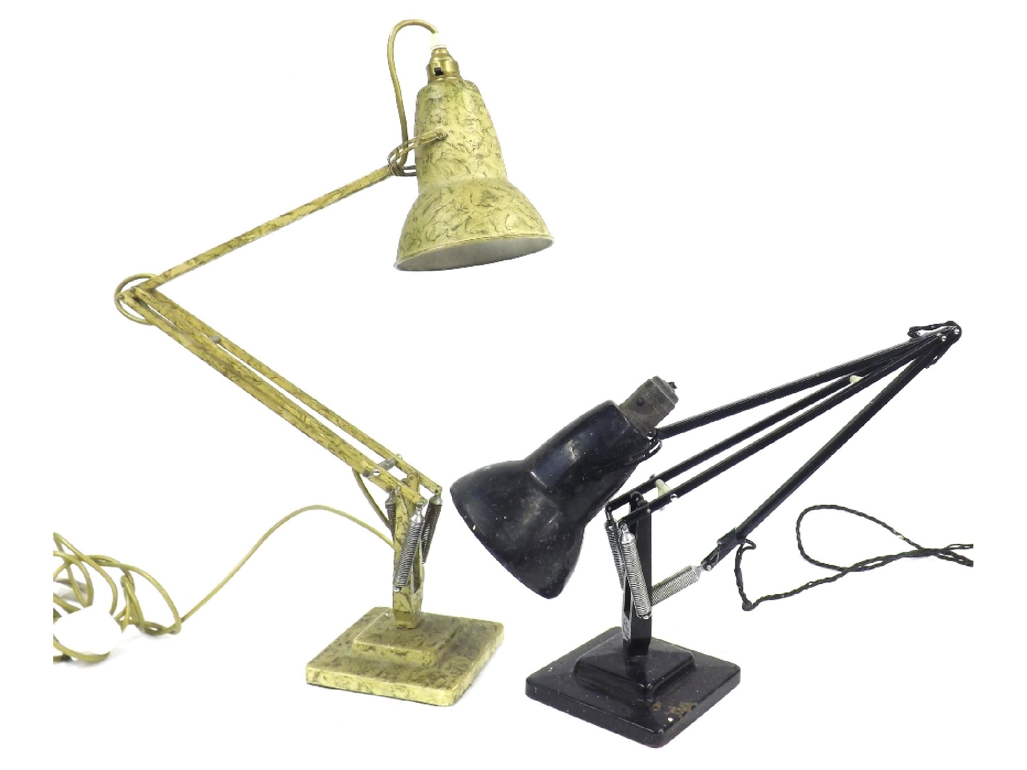 Appraisal: Two early Herbert Terry Angle poise lamps on stepped square