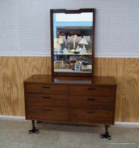 Appraisal: Vintage Mid Century Modern Walnut Dresser MirrorFrom the Mid Century