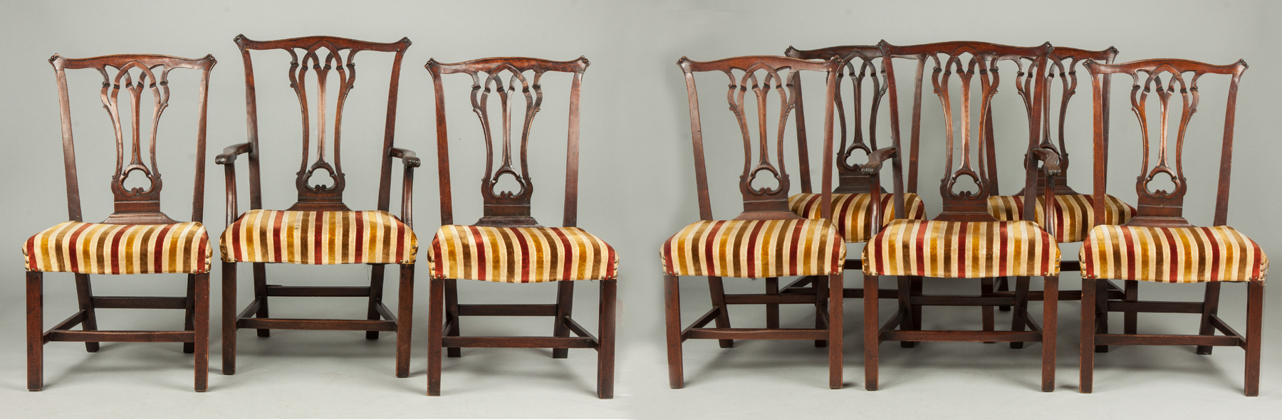 Appraisal: Set of Eight Period Chippendale Dining Chairs American Philadephia arm