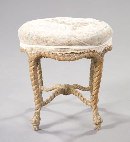 Appraisal: Napoleon III Polychromed Stool en Cordage late th century the