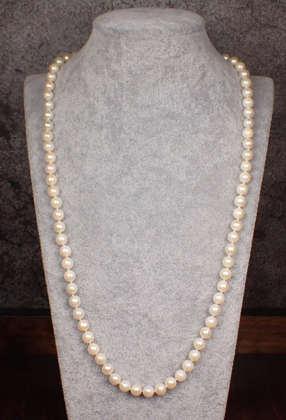 Appraisal: FRESH WATER PEARL NECKLACE mm L K white gold clasp