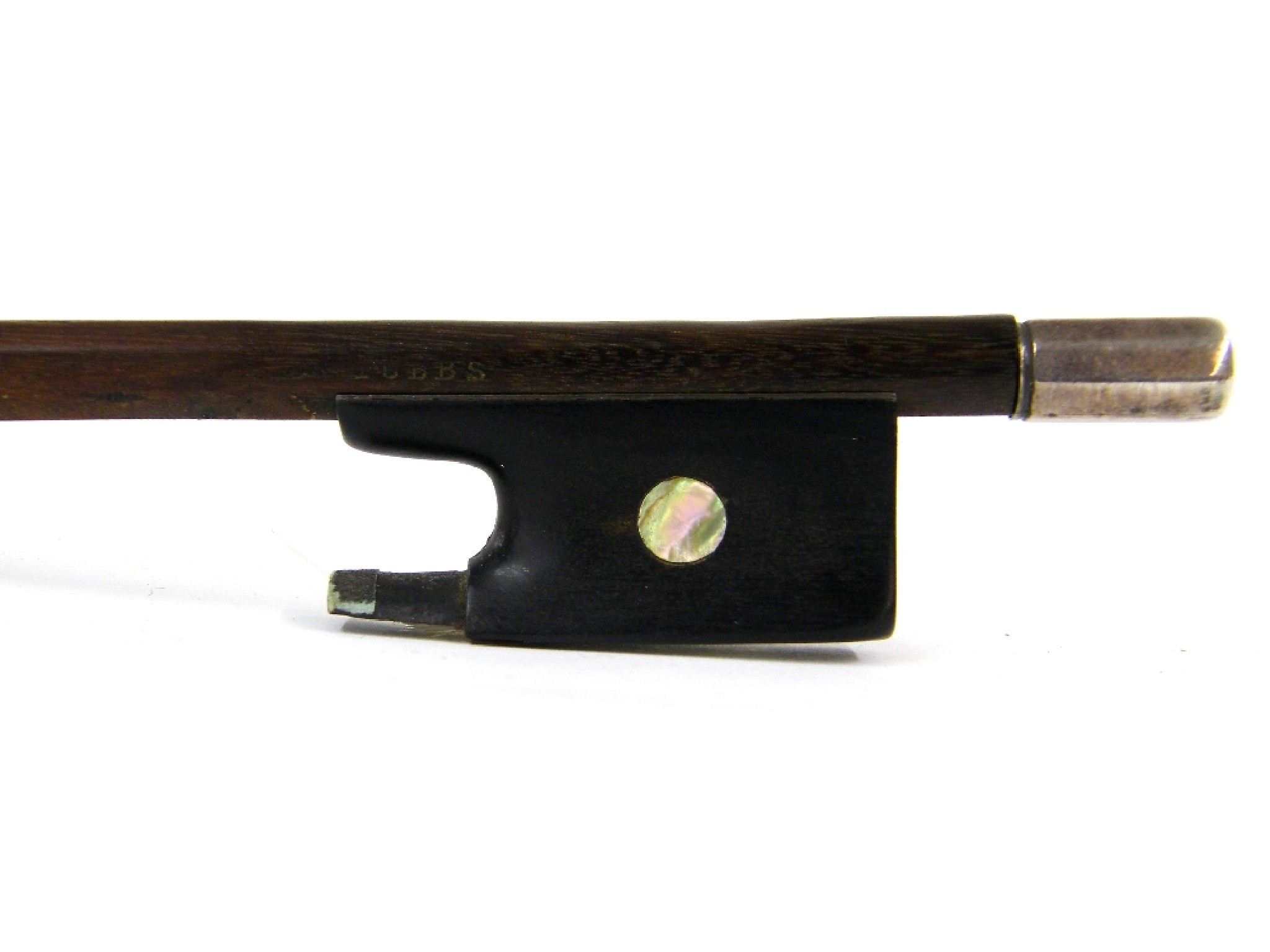 Appraisal: English silver mounted violin bow by and stamped Jas Tubbs