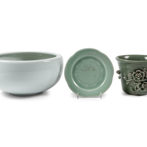 Appraisal: Three Asian Porcelain Wares th Century comprising a celadon glazed