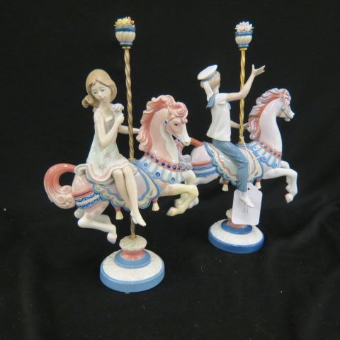 Appraisal: Lladro Porcelain Figurines CarouselBoy Girl excellent