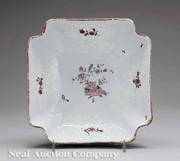 Appraisal: A French Faience Square Dish c St Amand decorated with