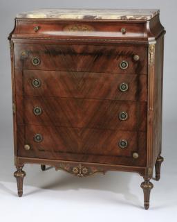 Appraisal: Mahogany marble top chest of drawers h American mahogany chest