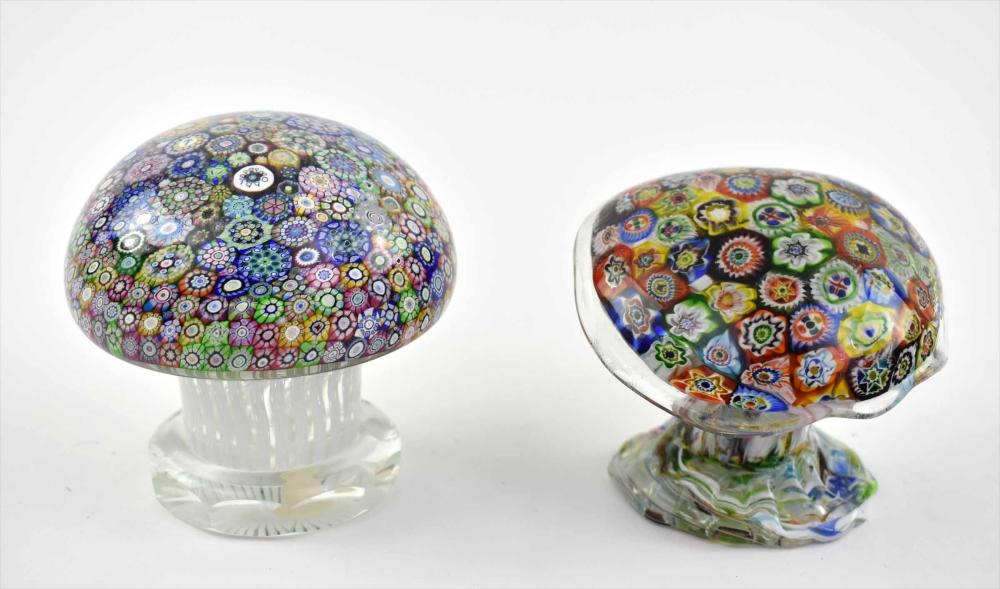 Appraisal: TWO CONTEMPORARY MILLIFIORE GLASS PAPERWEIGHTSThen first signed and dated around