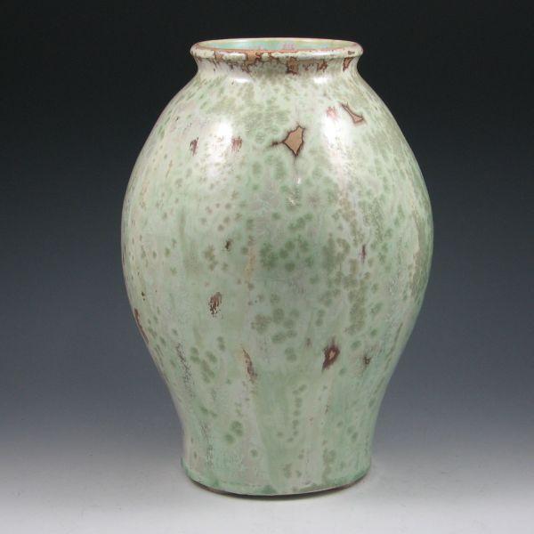 Appraisal: Large crystalline green Pisgah Forest vase from Marked with the