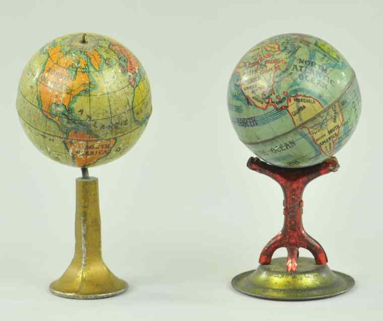 Appraisal: LOT OF TWO GLOBE PENNY TOYS Germany both lithographed tin