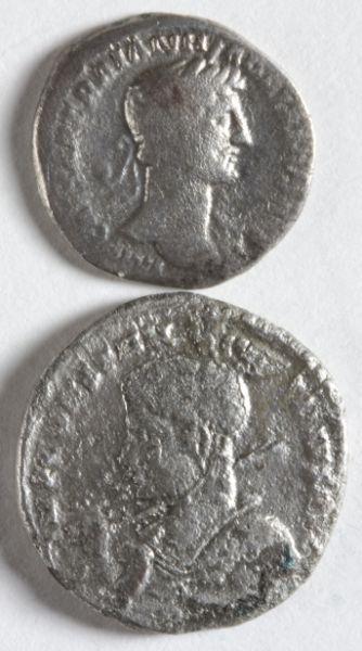 Appraisal: Two Scarce Roman Imperial Silver Coins as follows Hadrian -