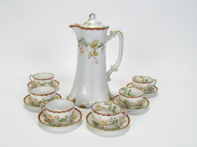 Appraisal: Haviland Limoges Antique Porcelain Chocolate Set including a '' lidded