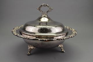 Appraisal: Footed Silver Plate Covered Serving Bowl Footed Silver Plate Covered