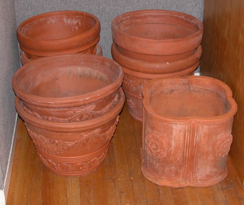 Appraisal: Collection of approximately Large Decorative Outdoor Terracotta Urns and Pots