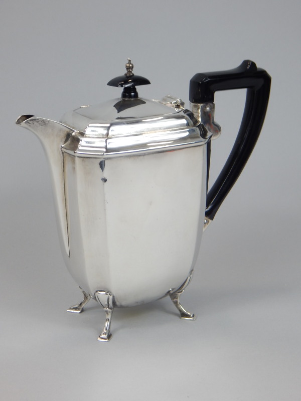 Appraisal: A George VI silver coffee pot of canted form with