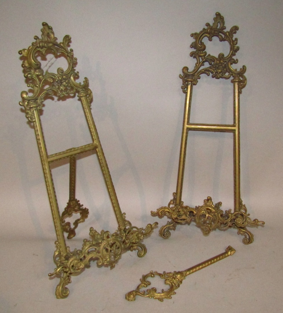 Appraisal: A rococo style brass table easel in the rococo style