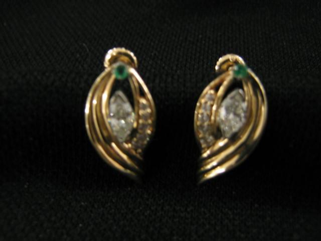 Appraisal: Emerald Diamond Earrings each with a carat marquise diamond with