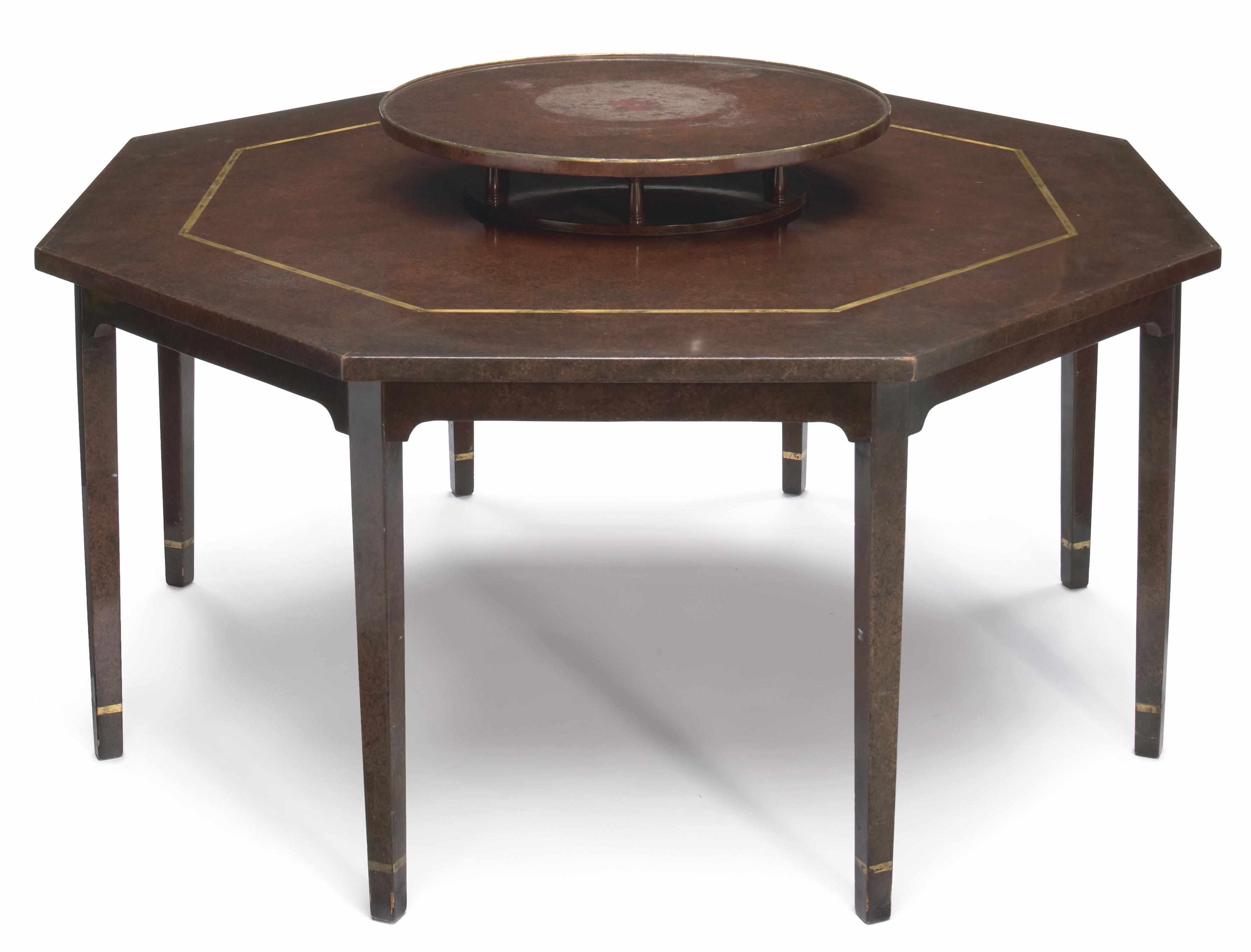 Appraisal: A William Haines parcel gilt and faux grained wood octagonal