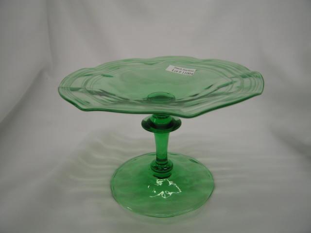 Appraisal: Steuben Art Glass Compote with threading on green diameter tall