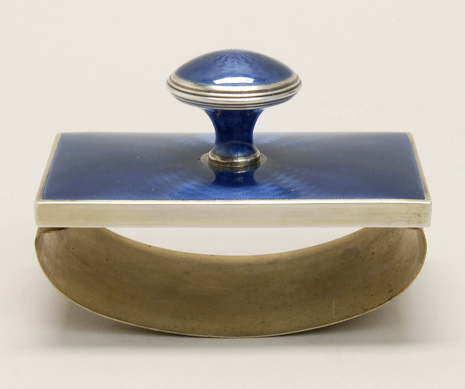 Appraisal: STERLING SILVER AND ENAMEL DESK BLOTTER BY MARIUS HAMMER OF