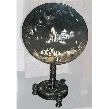 Appraisal: Victorian Papier Mache Tilt-Top Table Estimate -