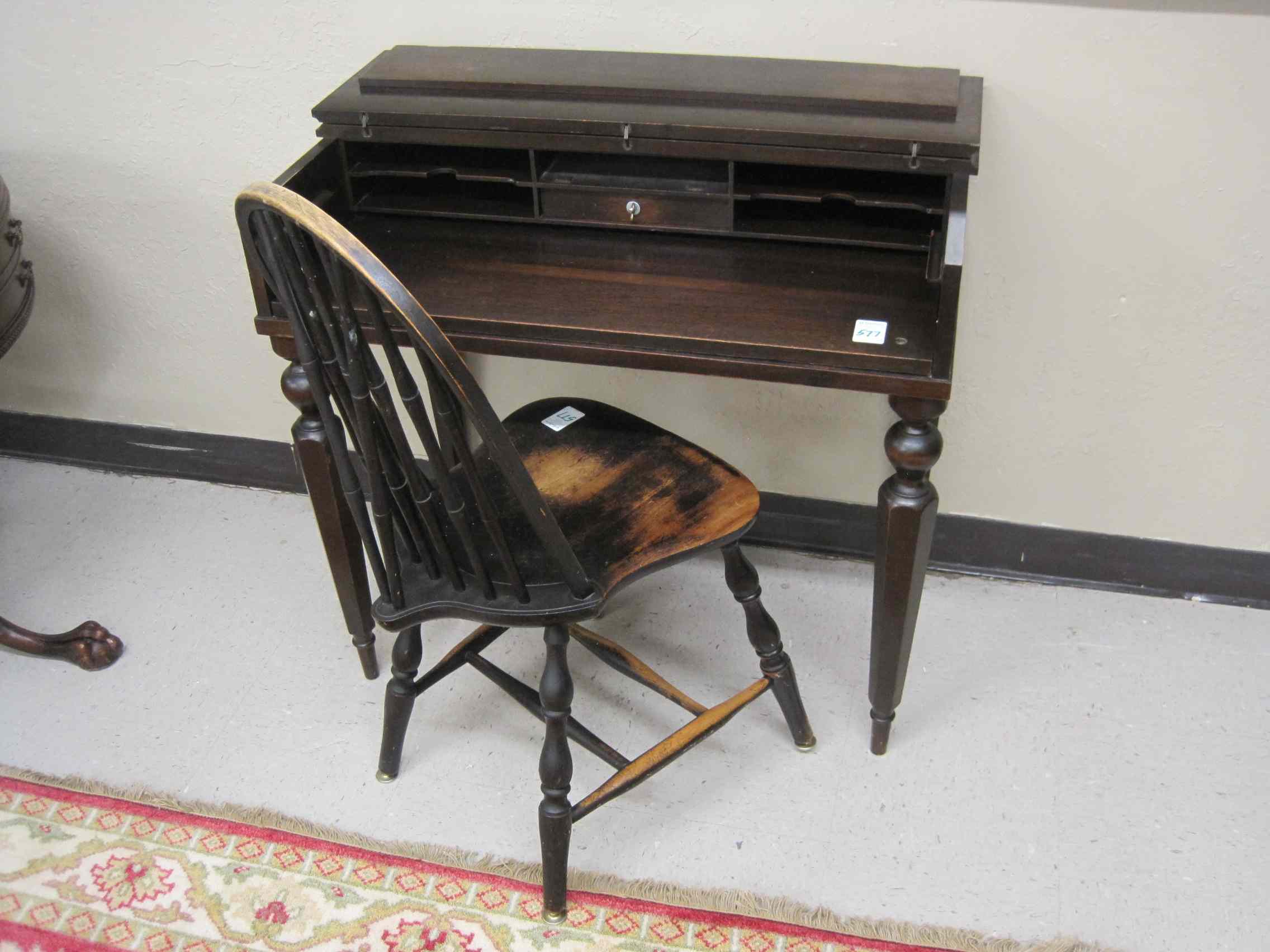 Appraisal: SPINET DESK WITH CHAIR American c 's the rectangular table-like