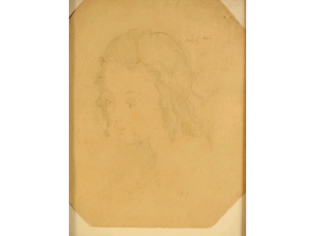 Appraisal: A pencil sketch of a young female head signed verso