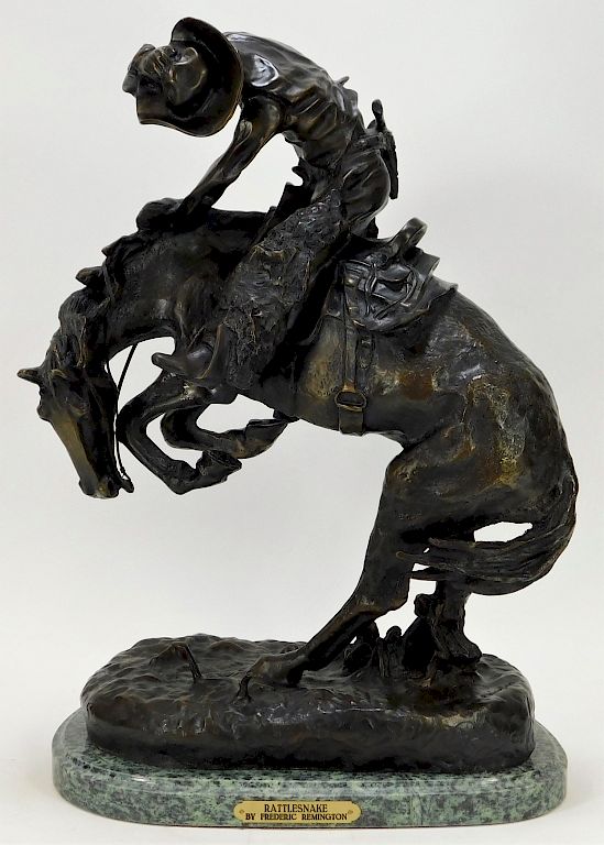 Appraisal: Aft Frederic Remington Rattlesnake Bronze Statue Frederic Sackrider Remington United