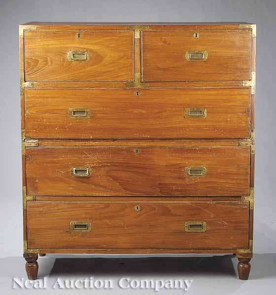 Appraisal: An English Camphorwood and Brass Bound Campaign Chest c with