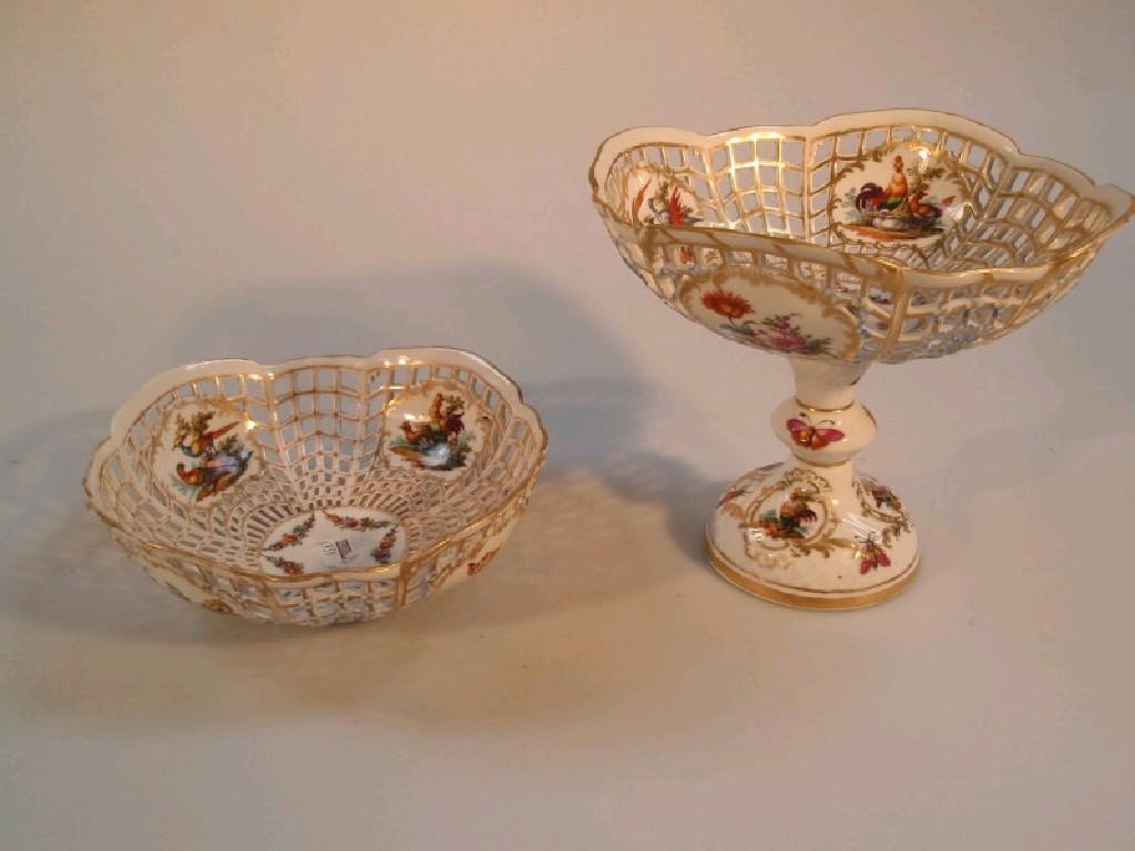 Appraisal: A German porcelain pedestal bowl cm high and another