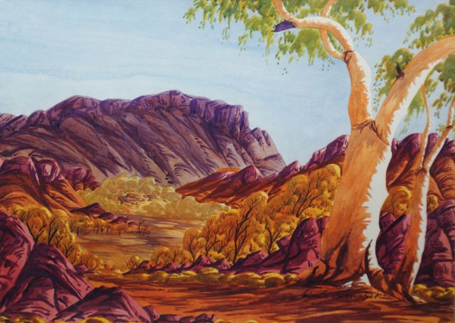 Appraisal: Ewald Namatjira - Sundown near Areyonga Western MacDonnell Ranges watercolour