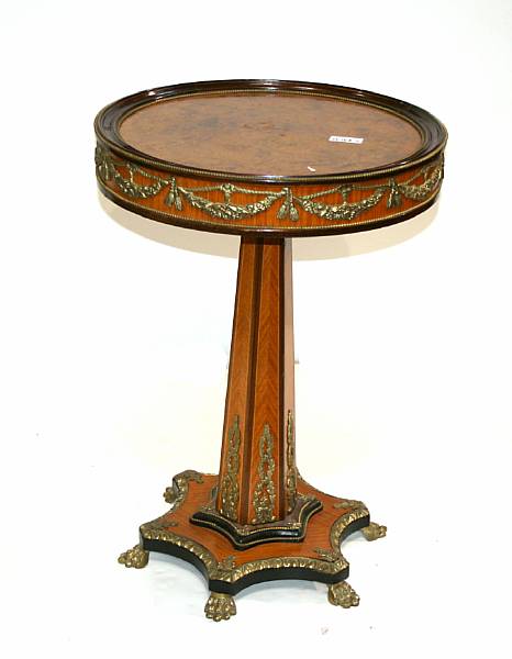 Appraisal: Louis XVI style gilt bronze mounted kingwood and burl gueridon