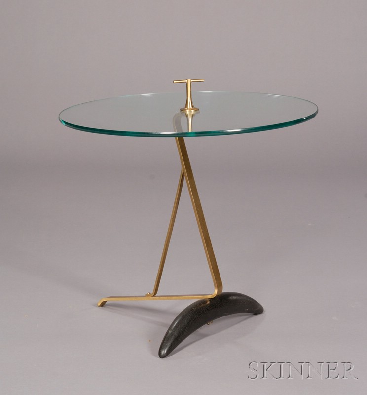 Appraisal: Occasional Table Possibly Fontana Arte Glass brass and ebonized wood