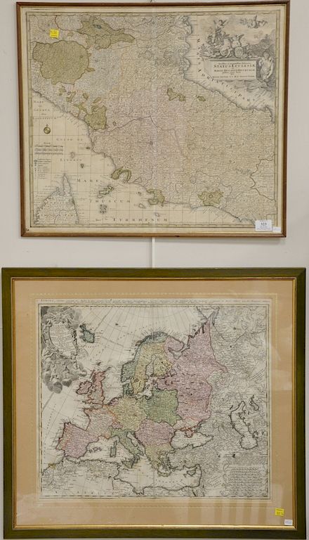 Appraisal: Two framed maps including Johann Mattheus Hasio Continental th century