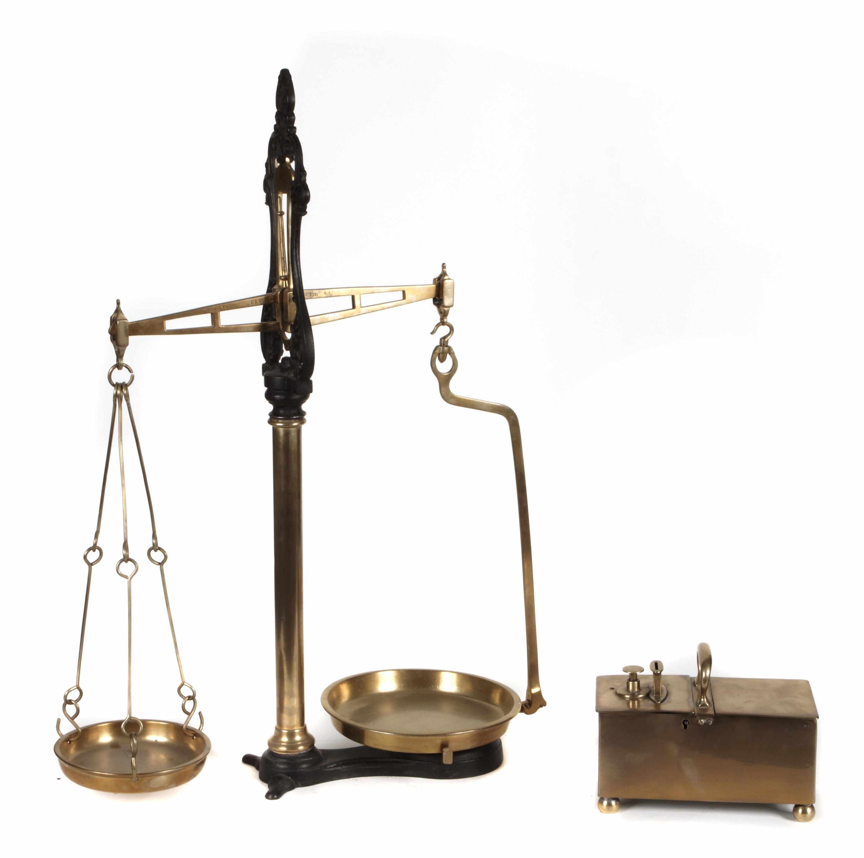 Appraisal: A set of brass and iron scales together with a