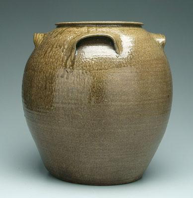 Appraisal: Monumental quot JCM quot stoneware jar in the style of