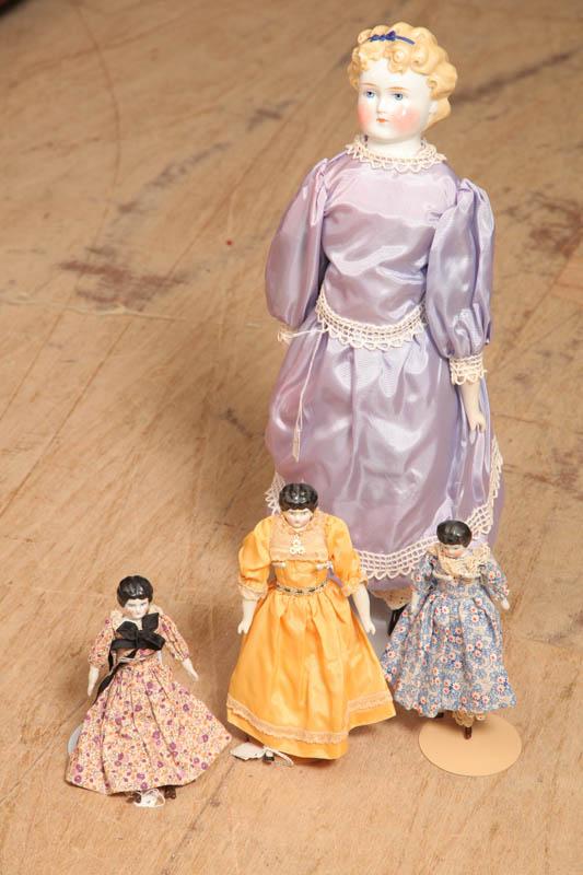 Appraisal: FOUR CHINA DOLLS One with blond hair h Three with