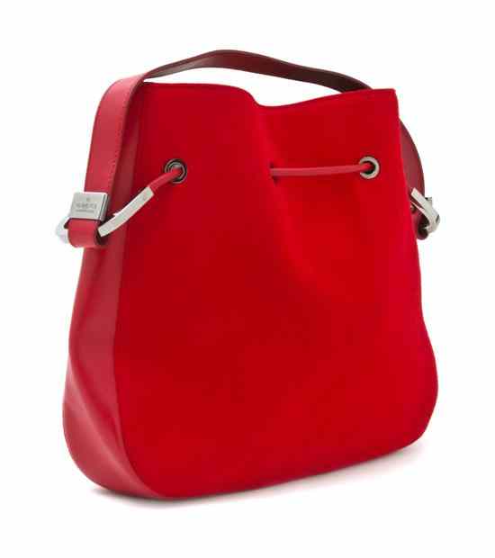 Appraisal: A Gucci Red Hobo Bag red leather trim and drawstring