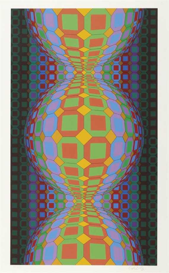 Appraisal: VASARELY VICTOR Composition Silkscreen V XXV HC Signed lower right