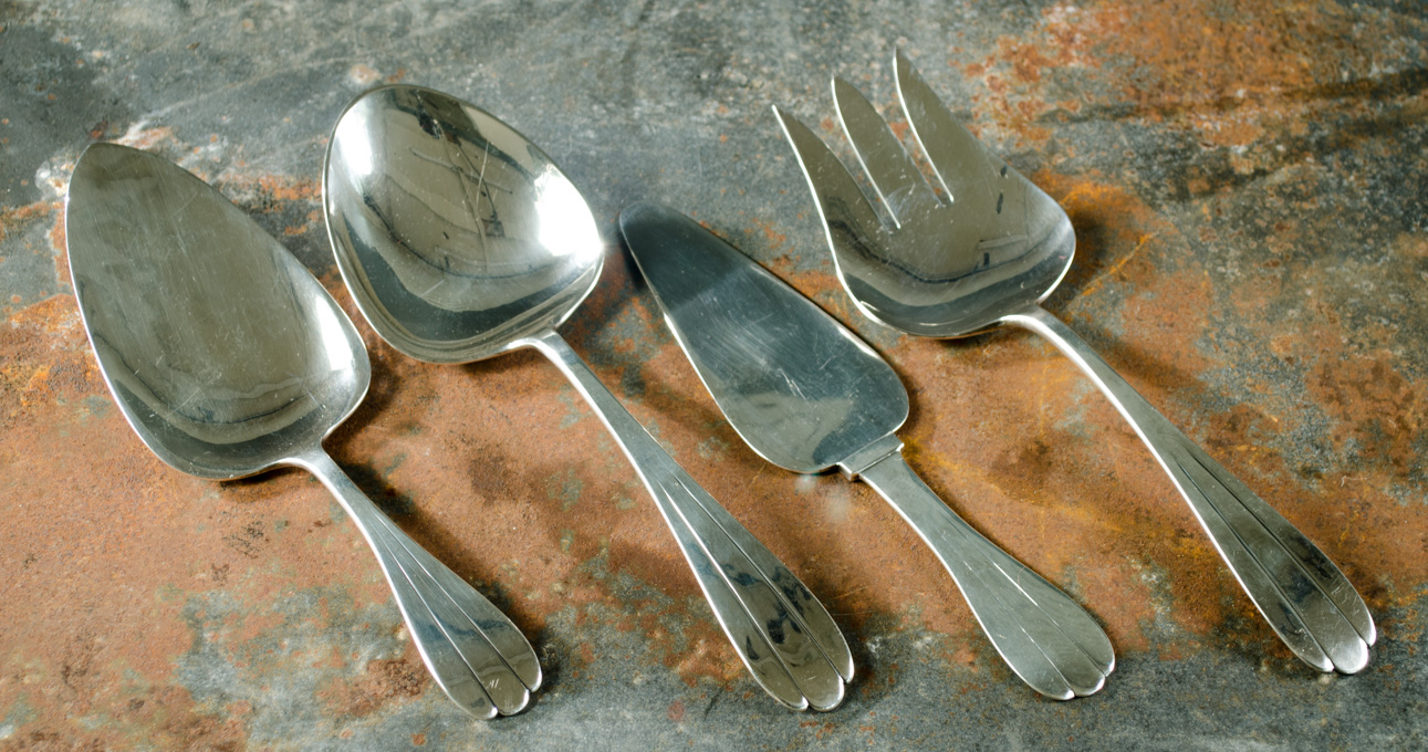 Appraisal: FOUR PORTER BLANCHARD SOLID STERLING SILVER FLATWARE PIECES in the