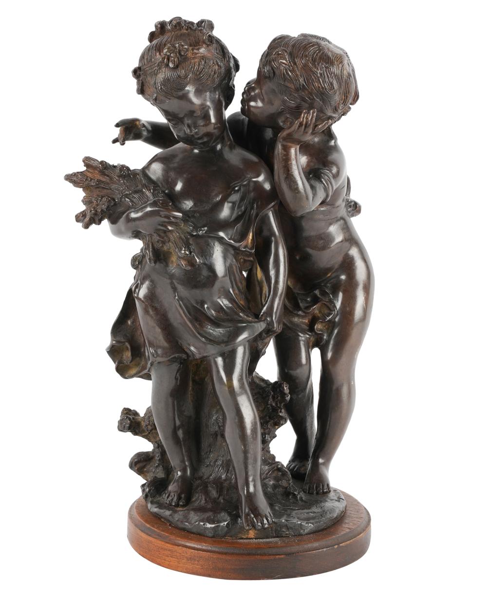 Appraisal: AUGUSTE MOREAU - ENFANTSbronze on marble base signed inches high