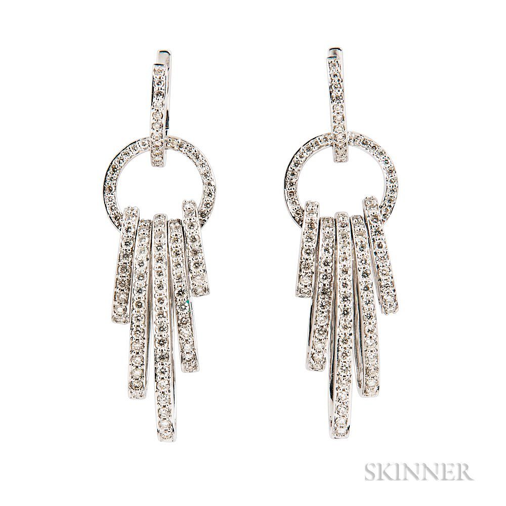 Appraisal: kt White Gold and Diamond Earrings kt White Gold and