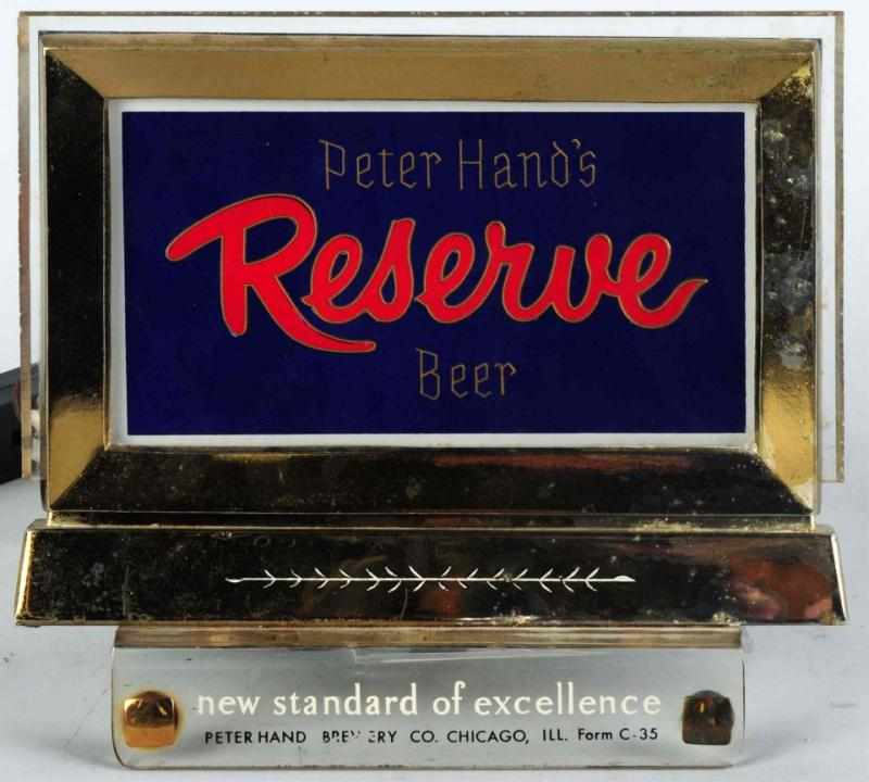 Appraisal: Peter Hand's Reserve Reverse Glass Light-Up Sign Overall wear to