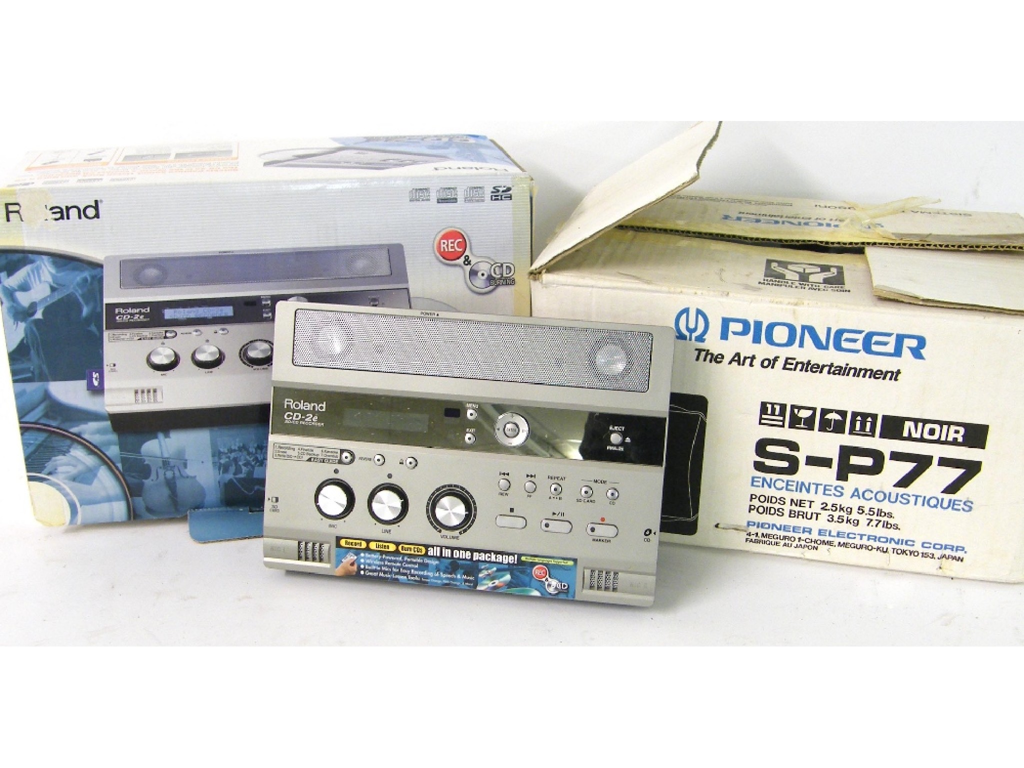 Appraisal: Roland CD- E SD-CD recorder boxed together with a pair