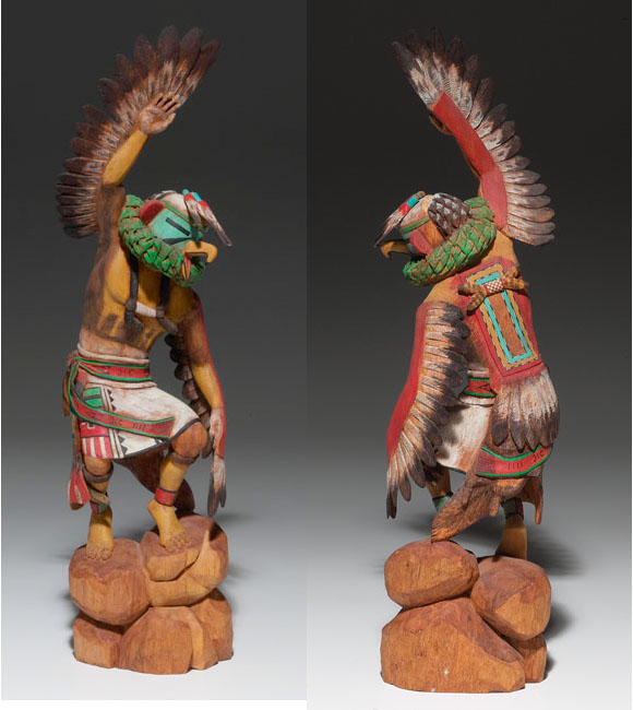 Appraisal: Contemporary Native American sculpture Eagle Kachina carved and painted wood