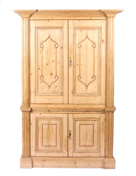 Appraisal: A Continental pine two-part hutch height in width in depth